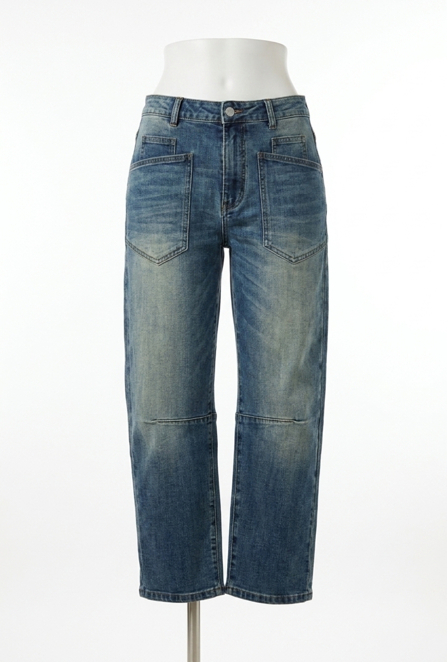 NEW APRICOT mya utility barrel jean in blue